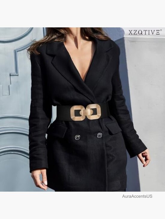 Gold Buckle Stretchy Waist Belt, 3\